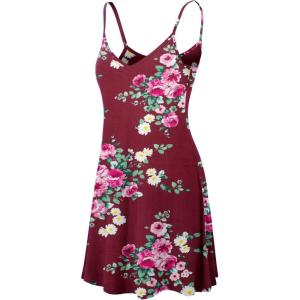 imageLock and Love Womens V Neck Spaghetti Strap Cami Tunic Short Slip Dress  Made in USAWdr1090winefloral