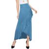 imageLL Womens Wrapped High Low Ruffle Maxi Skirt  Made in USAWb1356denim