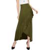 imageLL Womens Wrapped High Low Ruffle Maxi Skirt  Made in USAWb1356olive