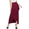 imageLL Womens Wrapped High Low Ruffle Maxi Skirt  Made in USAWb1356wine