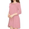 imageLock and Love LL WDR930 Womens Round Neck 34 Sleeves Trapeze Dress XL Pink