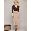 imageLock and Love Womens High Waist Polka Dot Pleated Midi Swing Skirt with PocketsWb2383whitecamel