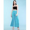 imageLock and Love Womens Pleated Wide Leg Palazzo Maxi Pants with Drawstring or Elastic BandWb1485aqua