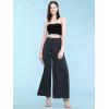 imageLock and Love Womens Pleated Wide Leg Palazzo Maxi Pants with Drawstring or Elastic BandWb1485ashcharcoal
