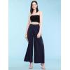 imageLock and Love Womens Pleated Wide Leg Palazzo Maxi Pants with Drawstring or Elastic BandWb1485navy