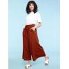 imageLock and Love Womens Washed Linen Casual Loose Wide Leg Pants Pocket Pant with Draw StringWb2283brownred