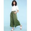 imageLock and Love Womens Washed Linen Casual Loose Wide Leg Pants Pocket Pant with Draw StringWb2283green