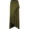 imageLL Womens Wrapped High Low Ruffle Maxi Skirt  Made in USAWb1356olive