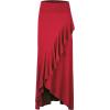 imageLL Womens Wrapped High Low Ruffle Maxi Skirt  Made in USAWb1356red