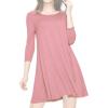 imageLock and Love LL WDR930 Womens Round Neck 34 Sleeves Trapeze Dress XL Pink