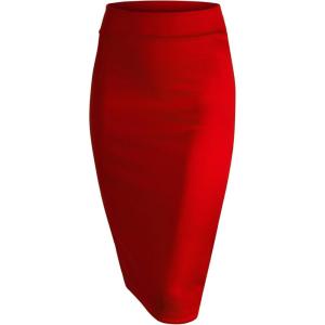 imageLL Womens Scuba Midi Skirt  Made in USAWb700red