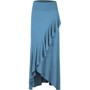 imageLL Womens Wrapped High Low Ruffle Maxi Skirt  Made in USAWb1356denim