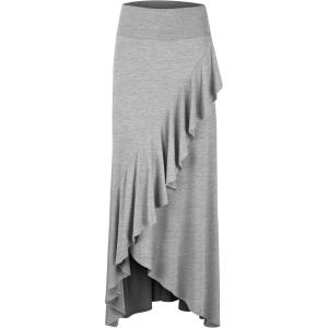imageLL Womens Wrapped High Low Ruffle Maxi Skirt  Made in USAWb1356heathergrey