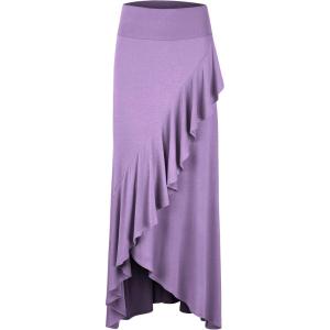 imageLL Womens Wrapped High Low Ruffle Maxi Skirt  Made in USAWb1356lilac