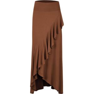 imageLL Womens Wrapped High Low Ruffle Maxi Skirt  Made in USAWb1356rust