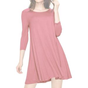 imageLock and Love LL WDR930 Womens Round Neck 34 Sleeves Trapeze Dress XL Pink
