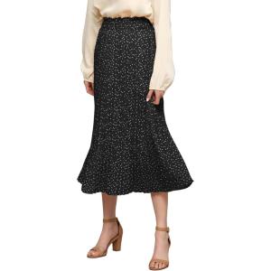 imageLock and Love Womens High Waist Polka Dot Pleated Midi Swing Skirt with PocketsWb2383blackpolka