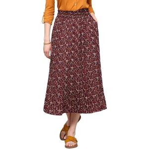 imageLock and Love Womens High Waist Polka Dot Pleated Midi Swing Skirt with PocketsWb2383magentayellow