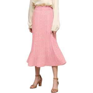 imageLock and Love Womens High Waist Polka Dot Pleated Midi Swing Skirt with PocketsWb2383mauvepolka