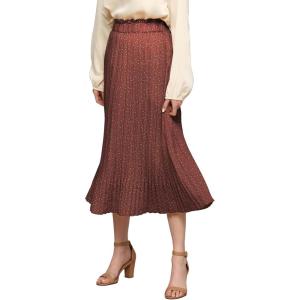 imageLock and Love Womens High Waist Polka Dot Pleated Midi Swing Skirt with PocketsWb2383rustpolka
