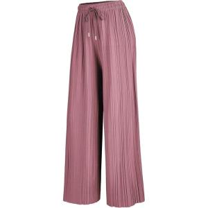 imageLock and Love Womens Pleated Wide Leg Palazzo Maxi Pants with Drawstring or Elastic BandWb1485mauve