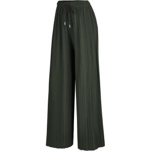 imageLock and Love Womens Pleated Wide Leg Palazzo Maxi Pants with Drawstring or Elastic BandWb1485olive