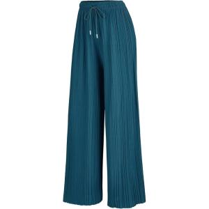 imageLock and Love Womens Pleated Wide Leg Palazzo Maxi Pants with Drawstring or Elastic BandWb1485teal