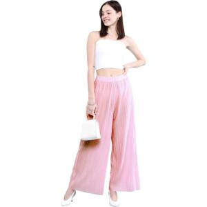 imageLock and Love Womens Pleated Wide Leg Palazzo Maxi Pants with Drawstring or Elastic BandWb1795pink