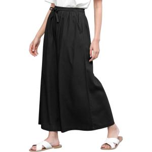 imageLock and Love Womens Washed Linen Casual Loose Wide Leg Pants Pocket Pant with Draw StringWb2283black