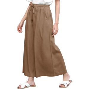 imageLock and Love Womens Washed Linen Casual Loose Wide Leg Pants Pocket Pant with Draw StringWb2283khaki