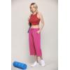imageLock and Love Womens Capri Pants Loose Yoga Pants Wide Leg Drawstring Comfy Lounge Pajama Capris Sweatpants with PocketsWb2381fucshia