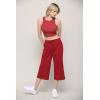 imageLock and Love Womens Capri Pants Loose Yoga Pants Wide Leg Drawstring Comfy Lounge Pajama Capris Sweatpants with PocketsWb2381red