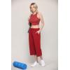 imageLock and Love Womens Capri Pants Loose Yoga Pants Wide Leg Drawstring Comfy Lounge Pajama Capris Sweatpants with PocketsWb2381red