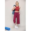 imageLock and Love Womens Capri Pants Loose Yoga Pants Wide Leg Drawstring Comfy Lounge Pajama Capris Sweatpants with PocketsWb2381wine