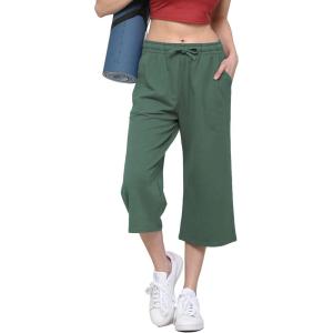 imageLock and Love Womens Capri Pants Loose Yoga Pants Wide Leg Drawstring Comfy Lounge Pajama Capris Sweatpants with PocketsWb2381seapine