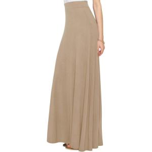 imageLock and Love Womens Casual Comfy Stylish High Waist Flare Long Maxi Skirt  Available in Print ampamp Solid OptionsWb1434taupe
