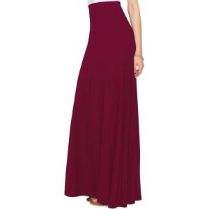 imageLock and Love Womens Casual Comfy Stylish High Waist Flare Long Maxi Skirt  Available in Print ampamp Solid OptionsWb1434wine