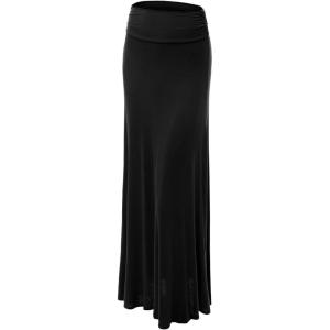 imageLock and Love Womens Stylish Comfy Floor Length Flar Long Maxi SkirtWb296black