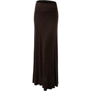 imageLock and Love Womens Stylish Comfy Floor Length Flar Long Maxi SkirtWb296brown