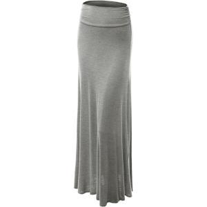 imageLock and Love Womens Stylish Comfy Floor Length Flar Long Maxi SkirtWb296heathergrey