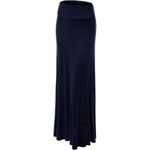 imageLock and Love Womens Stylish Comfy Floor Length Flar Long Maxi SkirtWb296navy