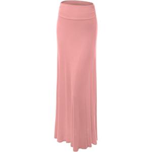 imageLock and Love Womens Stylish Comfy Floor Length Flar Long Maxi SkirtWb296pink