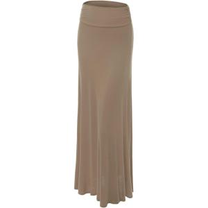imageLock and Love Womens Stylish Comfy Floor Length Flar Long Maxi SkirtWb296taupe