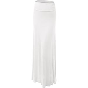 imageLock and Love Womens Stylish Comfy Floor Length Flar Long Maxi SkirtWb296white