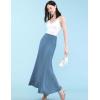 imageLock and Love Womens Casual High Waist SolidTie Dye Fold Over Flowy Long Maxi SkirtWb670denim