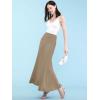 imageLock and Love Womens Casual High Waist SolidTie Dye Fold Over Flowy Long Maxi SkirtWb670taupe