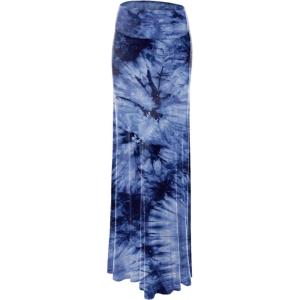 imageLock and Love Womens Casual High Waist SolidTie Dye Fold Over Flowy Long Maxi SkirtWb1058navy