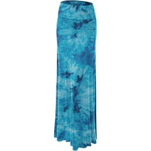 imageLock and Love Womens Casual High Waist SolidTie Dye Fold Over Flowy Long Maxi SkirtWb1058teal