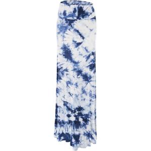 imageLock and Love Womens Casual High Waist SolidTie Dye Fold Over Flowy Long Maxi SkirtWb1058whitenavy