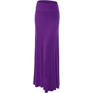 imageLock and Love Womens Casual High Waist SolidTie Dye Fold Over Flowy Long Maxi SkirtWb670barney